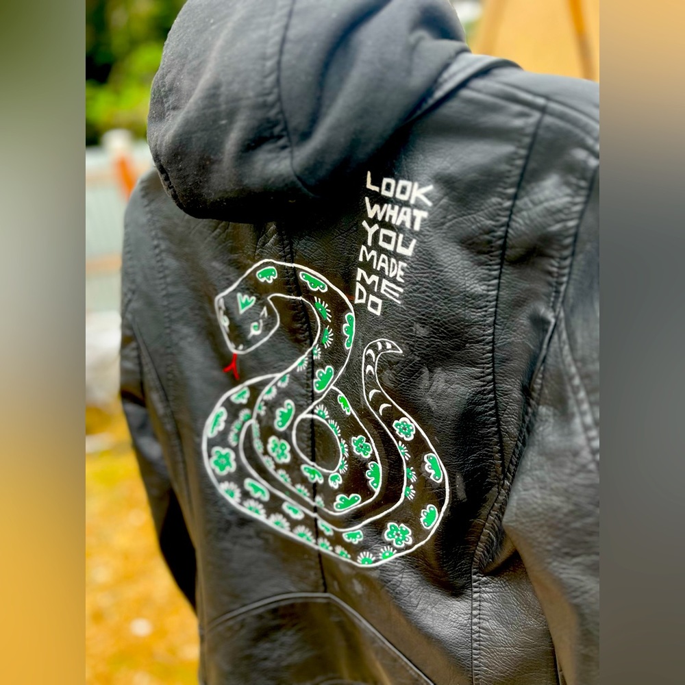 Swift Inspired Hooded Leather Jacket